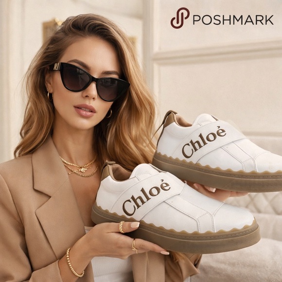 Chloe Women’s White and Brown butterly leatherSneakers